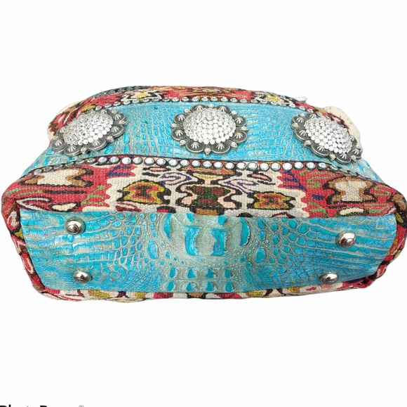 Raviani blanket bag with embossed croco leather southwest wool - Picture 8 of 10